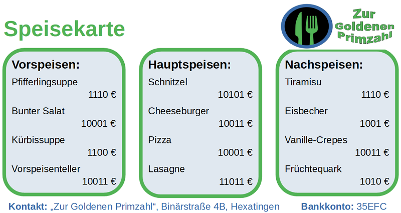 Speisekarte Speisekarte